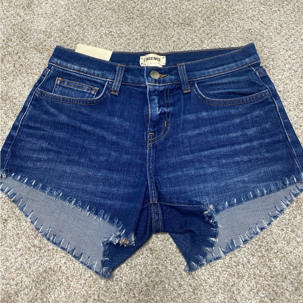 L'AGENCE Denim Shorts size 24 Zoe Le Vintage Short NWT